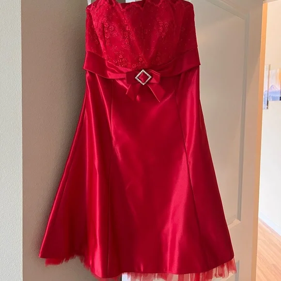 strapless open back dress Pre-Fall 2013 Alexander McQueen by Sarah Burton Coral Red Silk Straple –  Shrimpton Couture main image 1